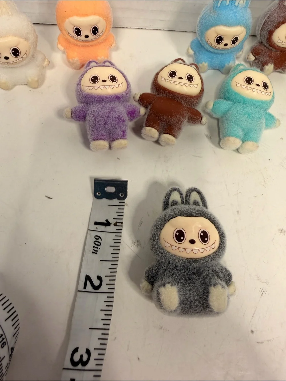 Labubu Mini Flocked Monster Figures Set of 9 Collectible Toy Dolls